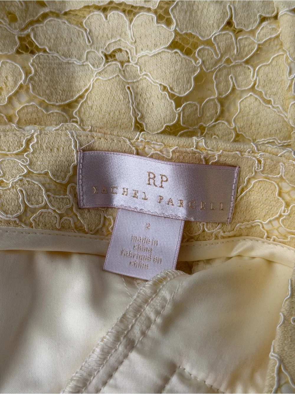 Rachel Parcell Yellow Floral Lace Wide Leg Pants Size 2 Scalloped Hem